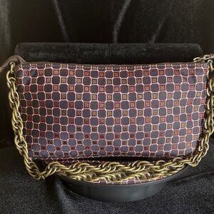 J. Crew Black and Pink Checkered Clutch NWOT
